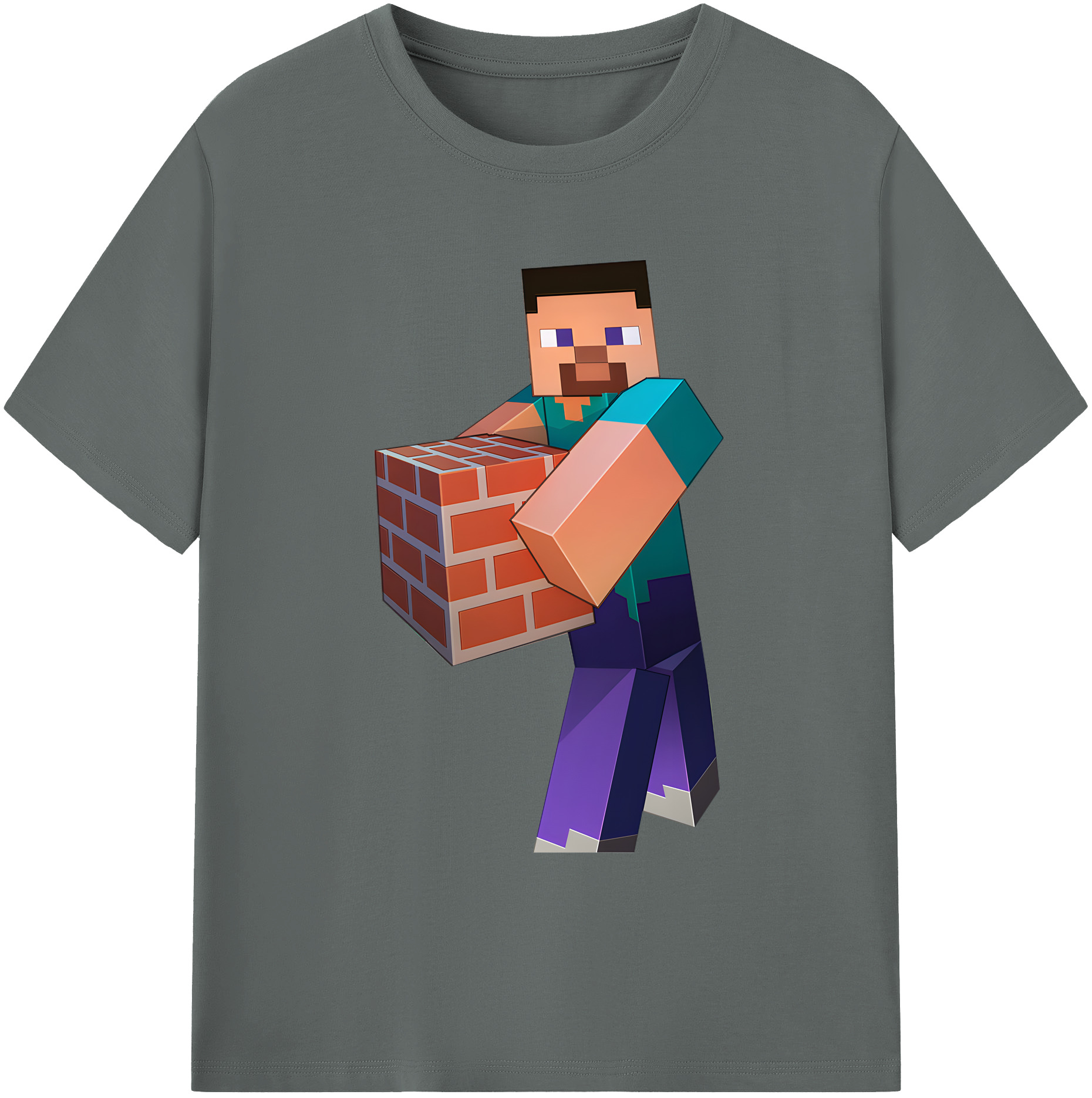 （画像用） マインクラフト ブロックの世界 Minecraft MC Block world 綿100％ メンズ半袖Tシャツ｜肌触りやわらか＆通気性